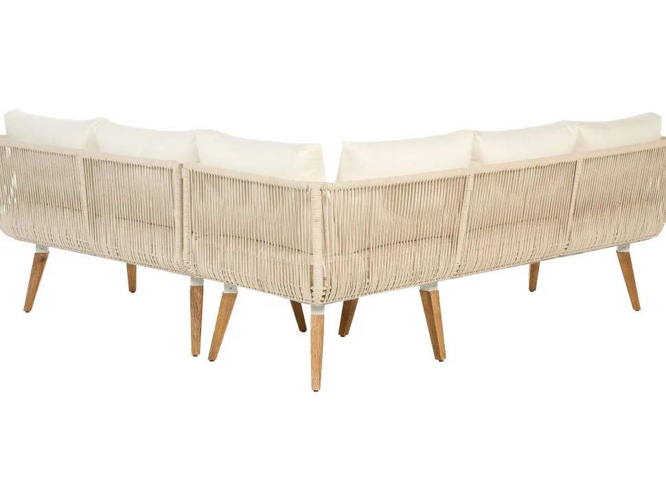 Conjunto De Jardim De Canto Com 5 Lugares Em Madeira De Acacia Creme Alcamo