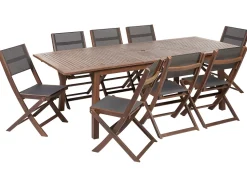 Conjunto De Jardim De Madeira De 8 Lugares Em Madeira De Acacia Escura Cesana