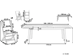 Conjunto De Jardim De Madeira De 8 Lugares Em Madeira De Acacia Escura Cesana