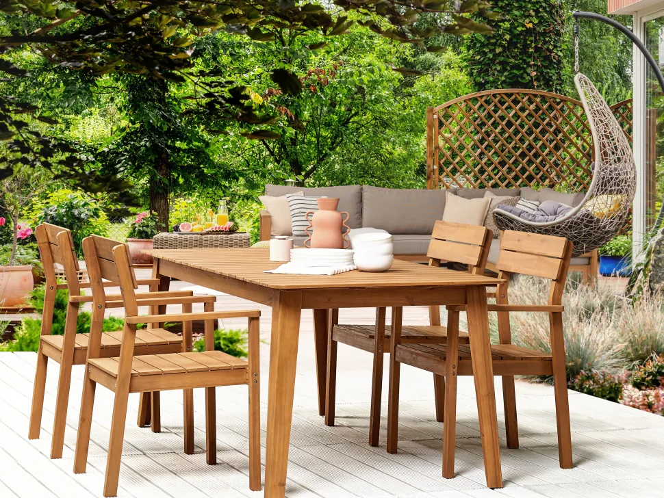 Conjunto De Jardim Em Madeira De Acacia Para 4 Pessoas Fornelli