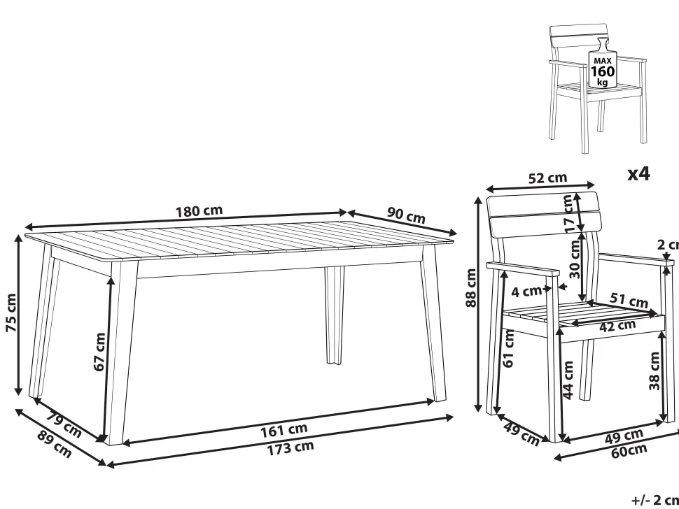 Conjunto De Jardim Em Madeira De Acacia Para 4 Pessoas Fornelli