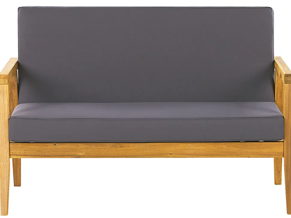 Conjunto De Jardim Em Madeira Com Almofadas Cinzentas Escuras Pallano