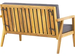 Conjunto De Jardim Em Madeira Com Almofadas Cinzentas Escuras Pallano