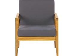 Conjunto De Jardim Em Madeira Com Almofadas Cinzentas Escuras Pallano