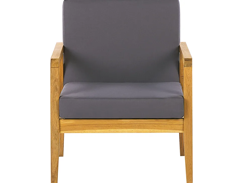 Conjunto De Jardim Em Madeira Com Almofadas Cinzentas Escuras Pallano