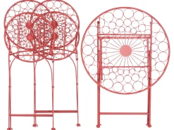 Conjunto De Jardim Em Metal Vermelho Scario