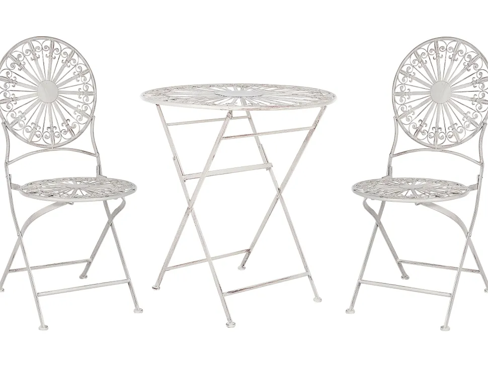 Conjunto De Jardim Em Metal Branco Scafa