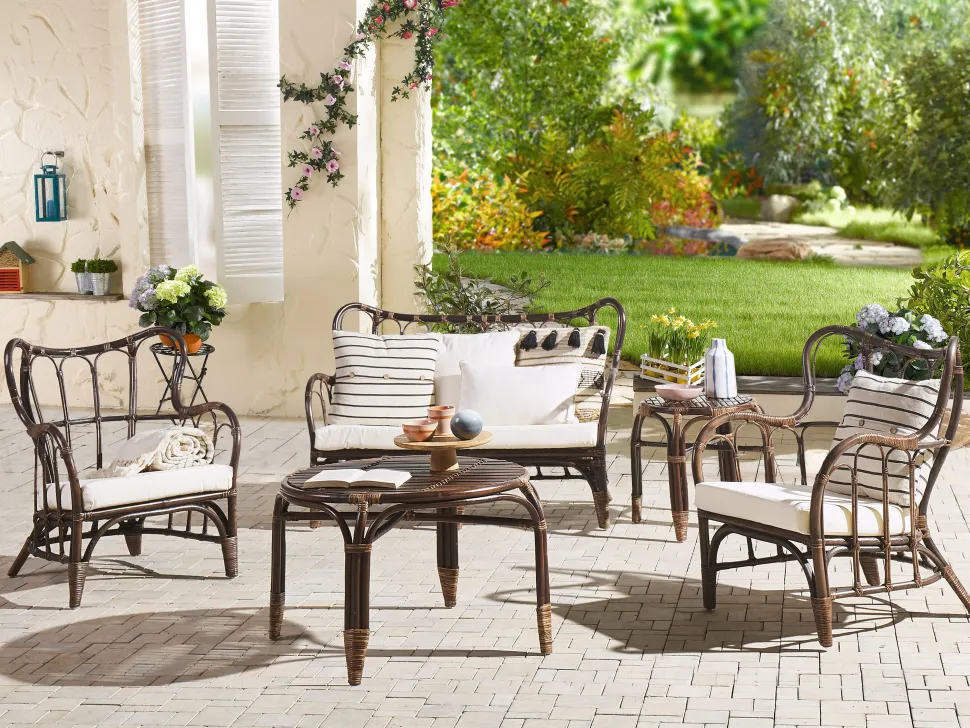 Conjunto De Jardim Em Rattan Castanho Escuro Para 4 Pessoas Brindisi