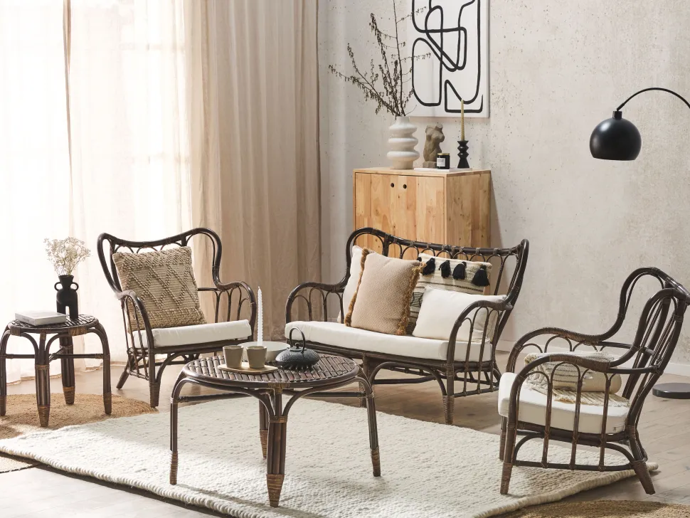 Conjunto De Jardim Em Rattan Castanho Escuro Para 4 Pessoas Brindisi