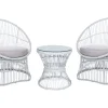 Conjunto De Jardim Em Rattan Sintetico Branco Acinzentado Mesyna