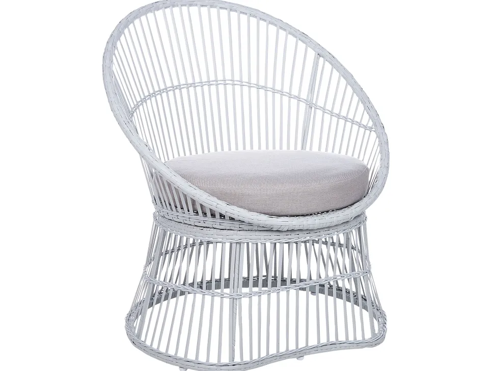 Conjunto De Jardim Em Rattan Sintetico Branco Acinzentado Mesyna