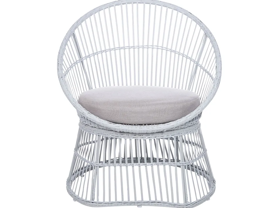 Conjunto De Jardim Em Rattan Sintetico Branco Acinzentado Mesyna