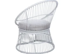 Conjunto De Jardim Em Rattan Sintetico Branco Acinzentado Mesyna