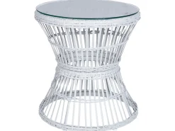 Conjunto De Jardim Em Rattan Sintetico Branco Acinzentado Mesyna