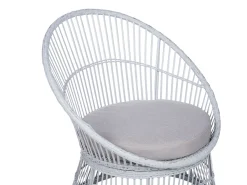Conjunto De Jardim Em Rattan Sintetico Branco Acinzentado Mesyna