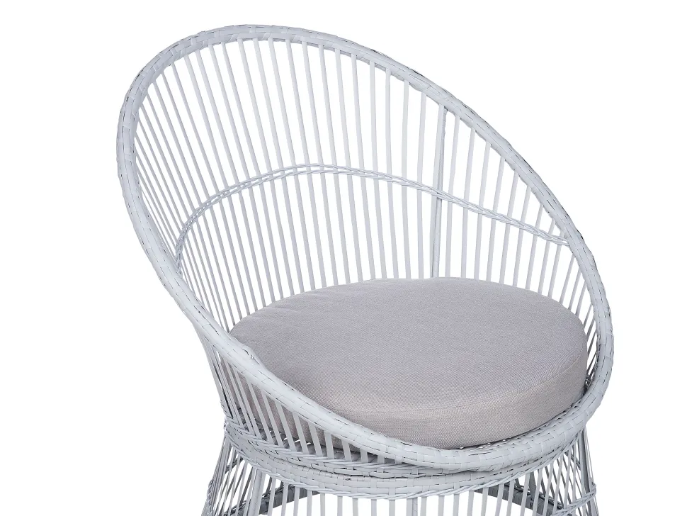 Conjunto De Jardim Em Rattan Sintetico Branco Acinzentado Mesyna