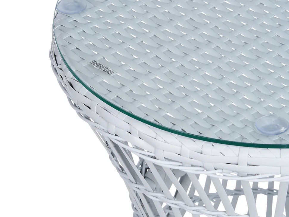 Conjunto De Jardim Em Rattan Sintetico Branco Acinzentado Mesyna