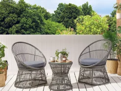 Conjunto De Jardim Em Rattan Sintetico Taupe Mesyna