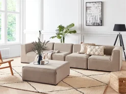Conjunto De Jardim Modular 4 Lugares E Repousa-Pes Em Tecido Creme Arezzo