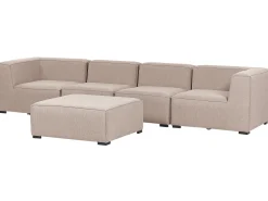 Conjunto De Jardim Modular 4 Lugares E Repousa-Pes Em Tecido Creme Arezzo