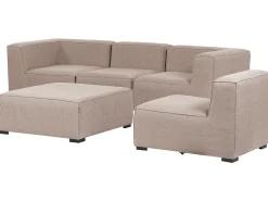 Conjunto De Jardim Modular 4 Lugares E Repousa-Pes Em Tecido Creme Arezzo