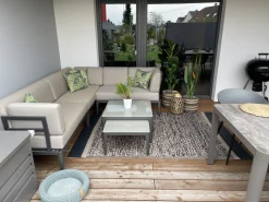 Conjunto De Jardim Modular 6 Lugares Em Aluminio Cinzento E Creme Rima Iii