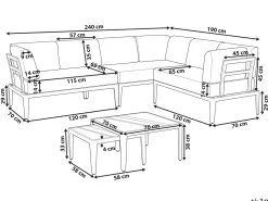 Conjunto De Jardim Modular 6 Lugares Em Aluminio Cinzento E Creme Rima Iii