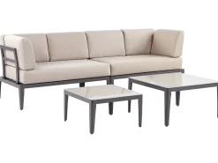 Conjunto De Jardim Modular 6 Lugares Em Aluminio Cinzento E Creme Rima Iii