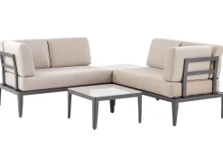 Conjunto De Jardim Modular 6 Lugares Em Aluminio Cinzento E Creme Rima Iii