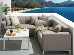 Conjunto De Jardim Modular 5 Lugares A Direita Em Tecido Creme Belize