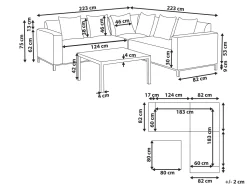Conjunto De Jardim Modular 5 Lugares A Direita Em Tecido Creme Belize