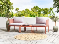 Conjunto De Jardim Modular 2 Lugares Em Aluminio Laranja Terracina
