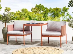 Conjunto De Jardim Modular 2 Lugares Em Aluminio Laranja Terracina