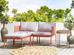 Conjunto De Jardim Modular 2 Lugares Em Aluminio Laranja Terracina
