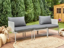 Conjunto De Jardim Modular 2 Lugares Em Aluminio Cinzento Claro Terracina