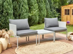 Conjunto De Jardim Modular 2 Lugares Em Aluminio Cinzento Claro Terracina