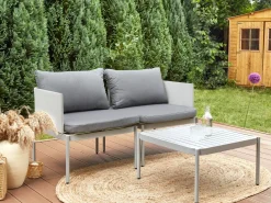 Conjunto De Jardim Modular 2 Lugares Em Aluminio Cinzento Claro Terracina