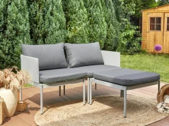 Conjunto De Jardim Modular 2 Lugares Em Aluminio Cinzento Claro Terracina