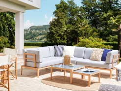 Conjunto De Jardim Modular 6 Lugares Em Aluminio Cinzento E Castanho Claro Rima Iii