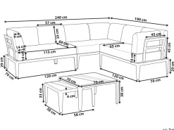 Conjunto De Jardim Modular 6 Lugares Em Aluminio Cinzento E Castanho Claro Rima Iii