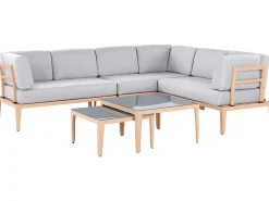 Conjunto De Jardim Modular 6 Lugares Em Aluminio Cinzento E Castanho Claro Rima Iii