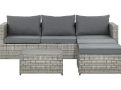 Conjunto De Jardim Modular 5 Lugares Em Rattan Cinzento A Direita Sabbia