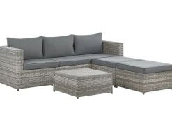 Conjunto De Jardim Modular 5 Lugares Em Rattan Cinzento A Direita Sabbia
