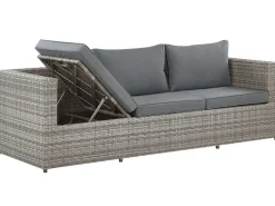 Conjunto De Jardim Modular 5 Lugares Em Rattan Cinzento A Direita Sabbia