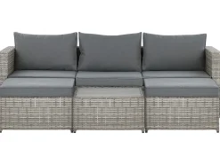Conjunto De Jardim Modular 5 Lugares Em Rattan Cinzento A Direita Sabbia