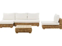 Conjunto De Jardim Modular 4 Lugares Em Rattan Cor Natural A Direita Varallo