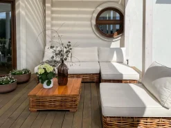 Conjunto De Jardim Modular 4 Lugares Em Rattan Cor Natural A Direita Varallo