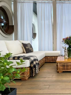 Conjunto De Jardim Modular 4 Lugares Em Rattan Cor Natural A Direita Varallo