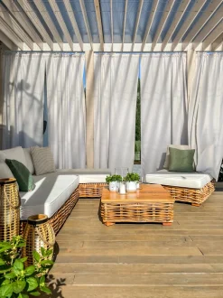 Conjunto De Jardim Modular 4 Lugares Em Rattan Cor Natural A Direita Varallo