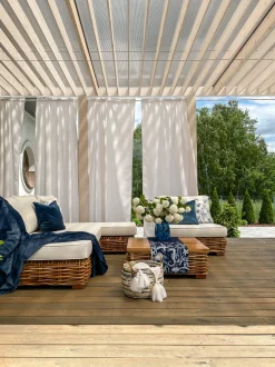 Conjunto De Jardim Modular 4 Lugares Em Rattan Cor Natural A Direita Varallo